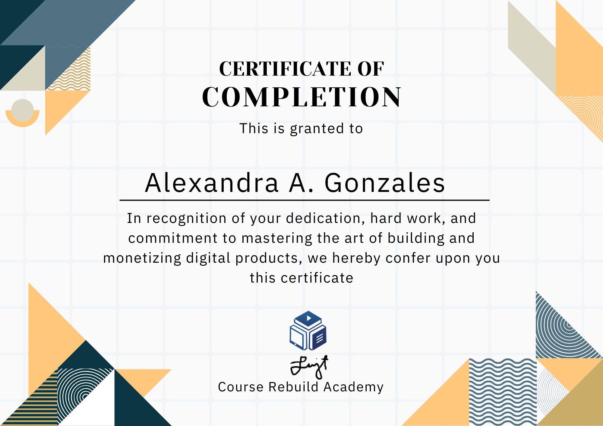 Certificate of Completion - Digital products