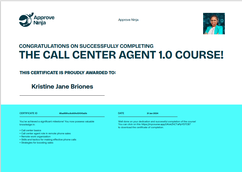 Call Center Training Cert.