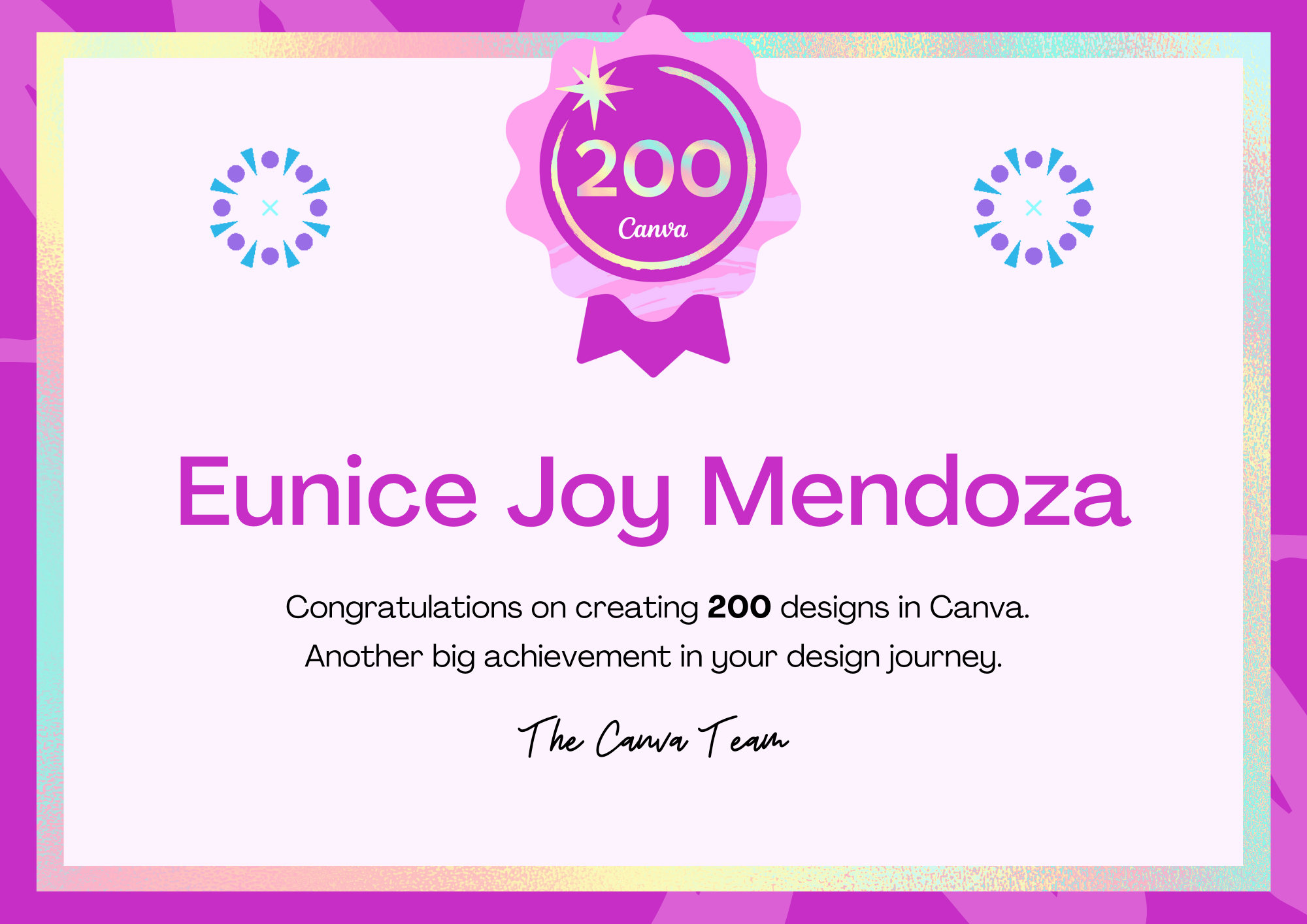 Canva 200 Design Milestone Badge