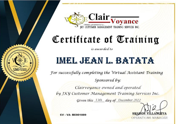 Virtual Assistant Training Certificate