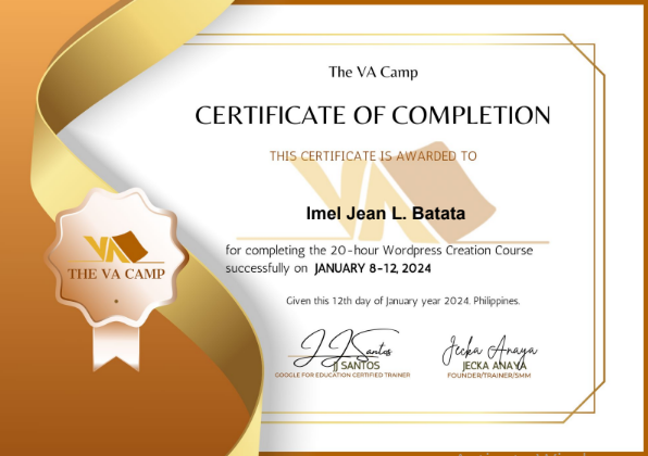 Wordpress Creation Certificate