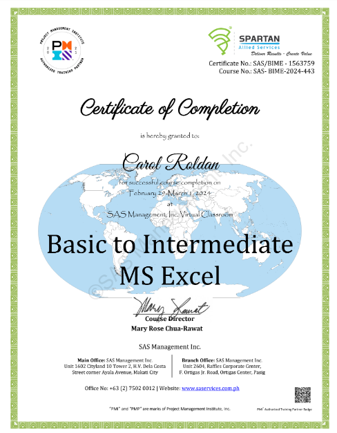 BASIC TO INTERMEDIATE MS EXCEL