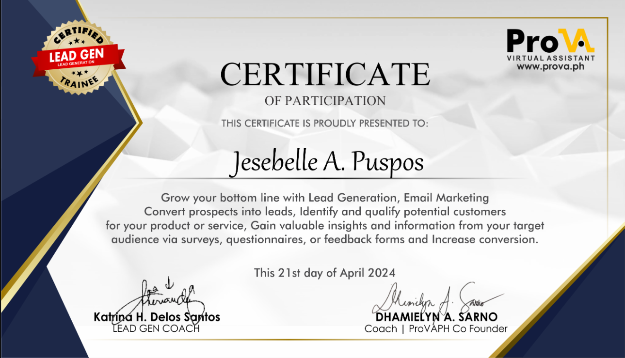 Lead Generation + Email Marketing Certificate