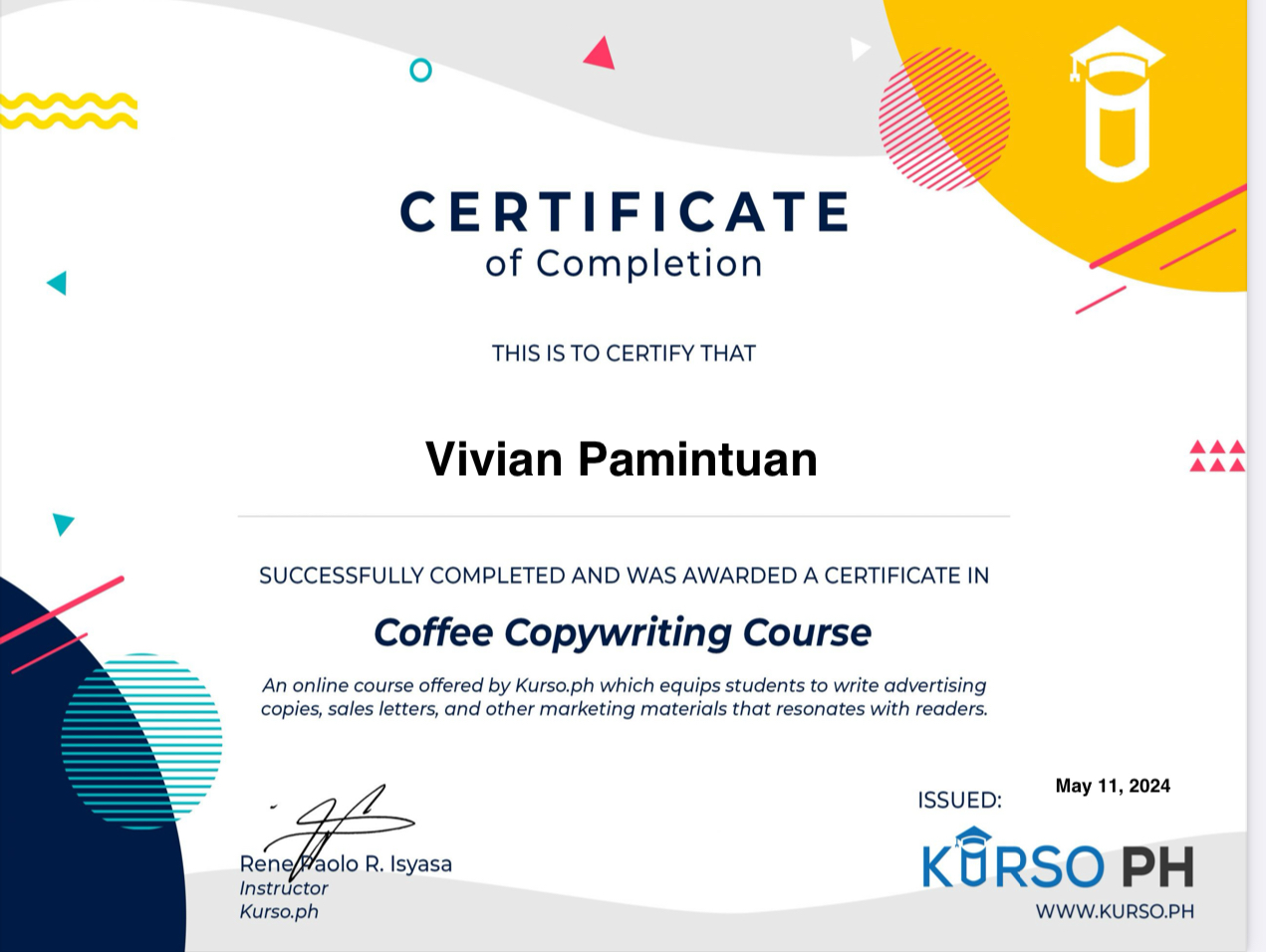 Copywriting certificate