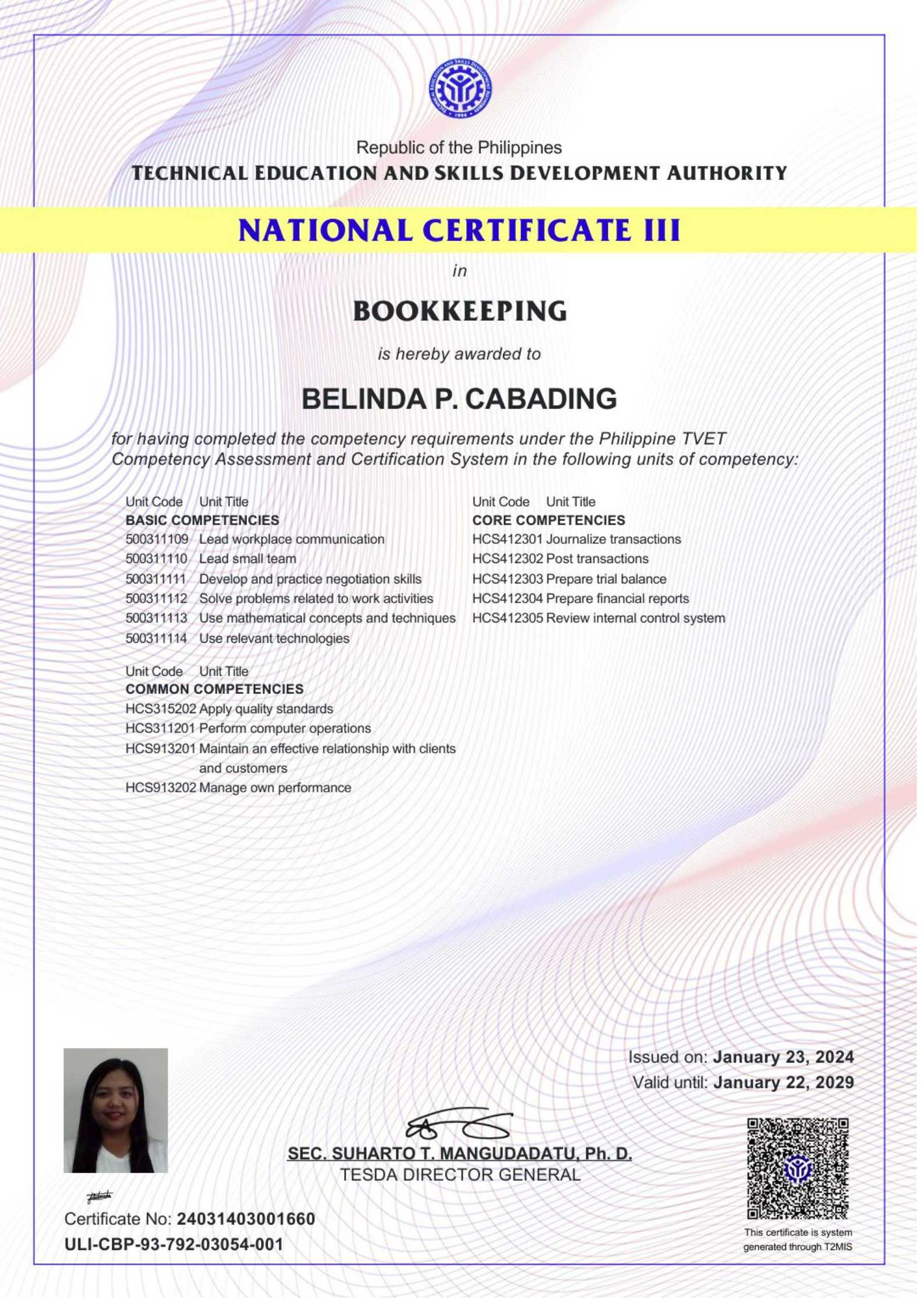 National Certificate III in Bookkeeping