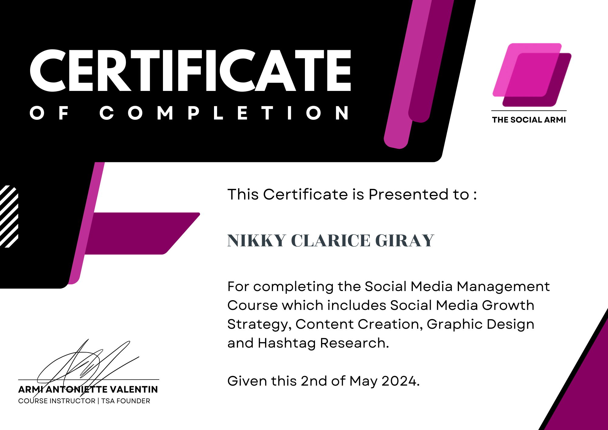 Social Media Manager Certificate