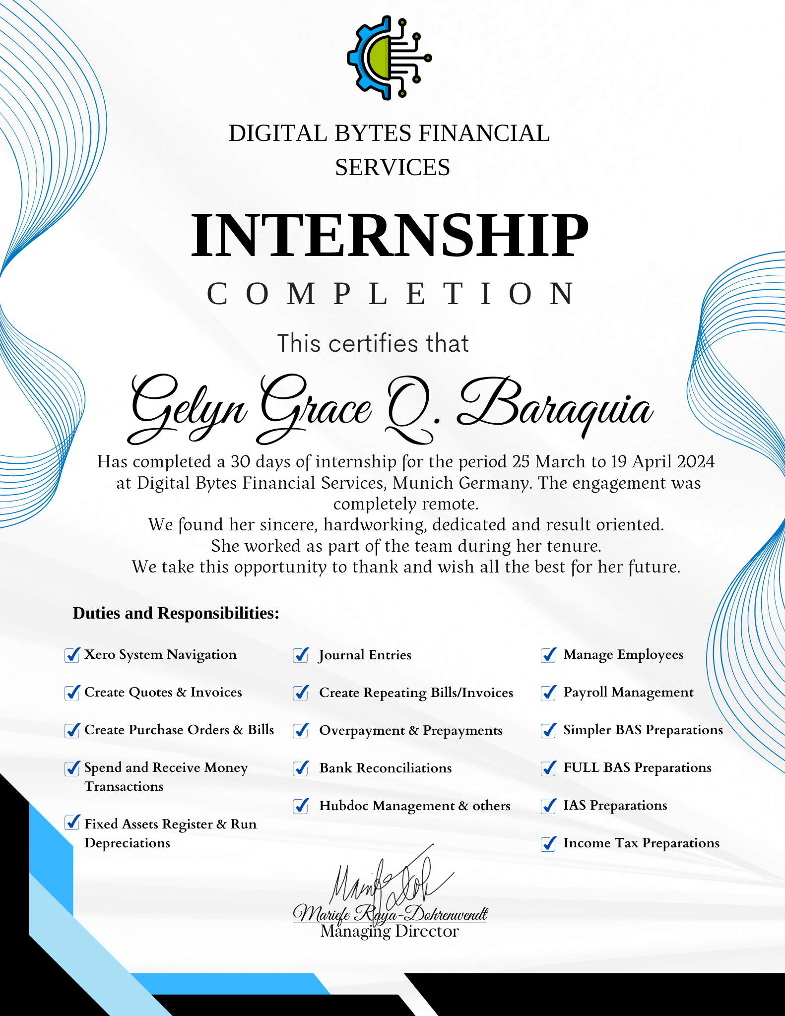 Zero Internship Certificate