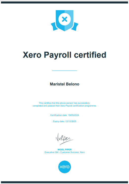 Xero Payroll Certified