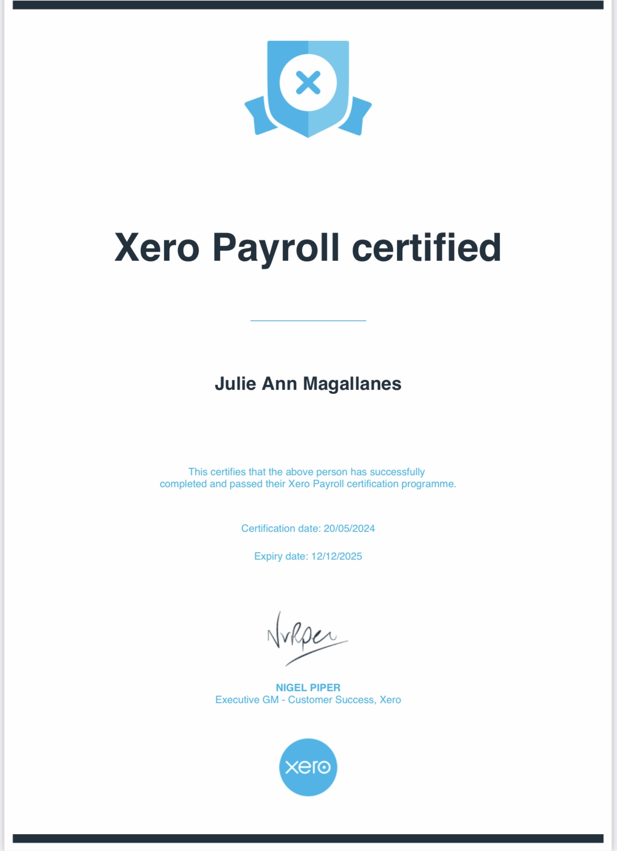 Xero Payroll Certified