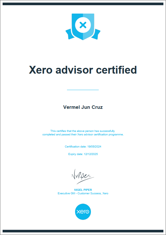 XERO ADVISOR CERTIFIED