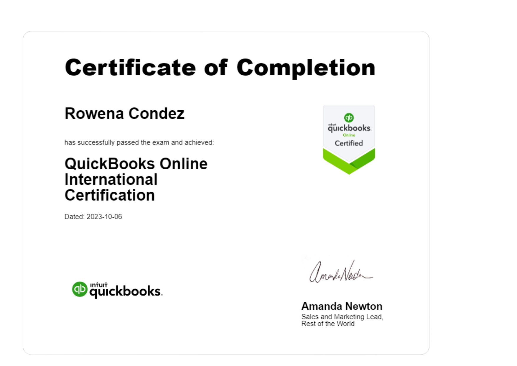 QuickBooks Online International Certification