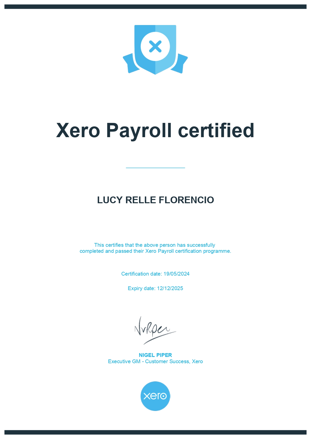 Sero Payroll Certificate