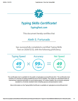 Typing Test Certificate