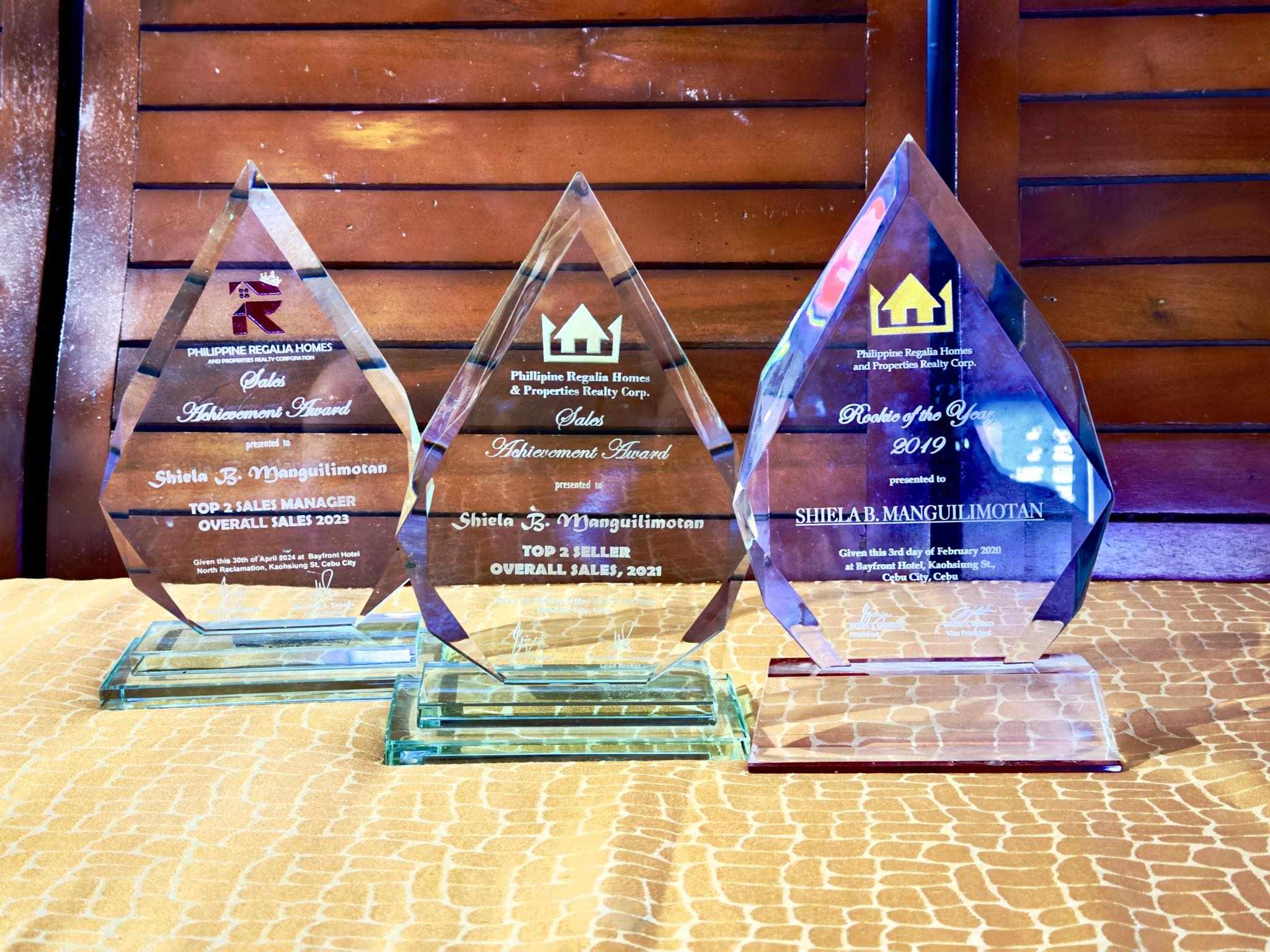 awards receive as real estate sales agent