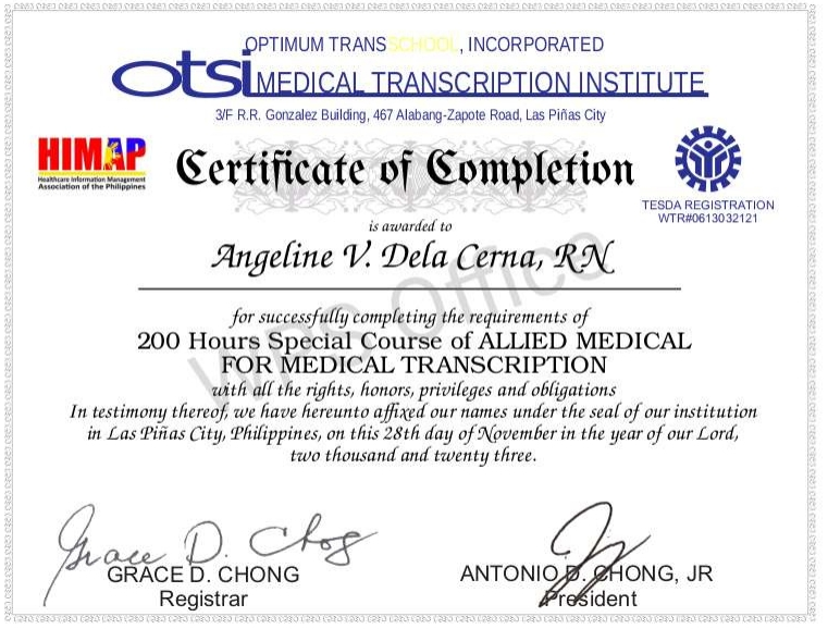 Medical Transcription training course