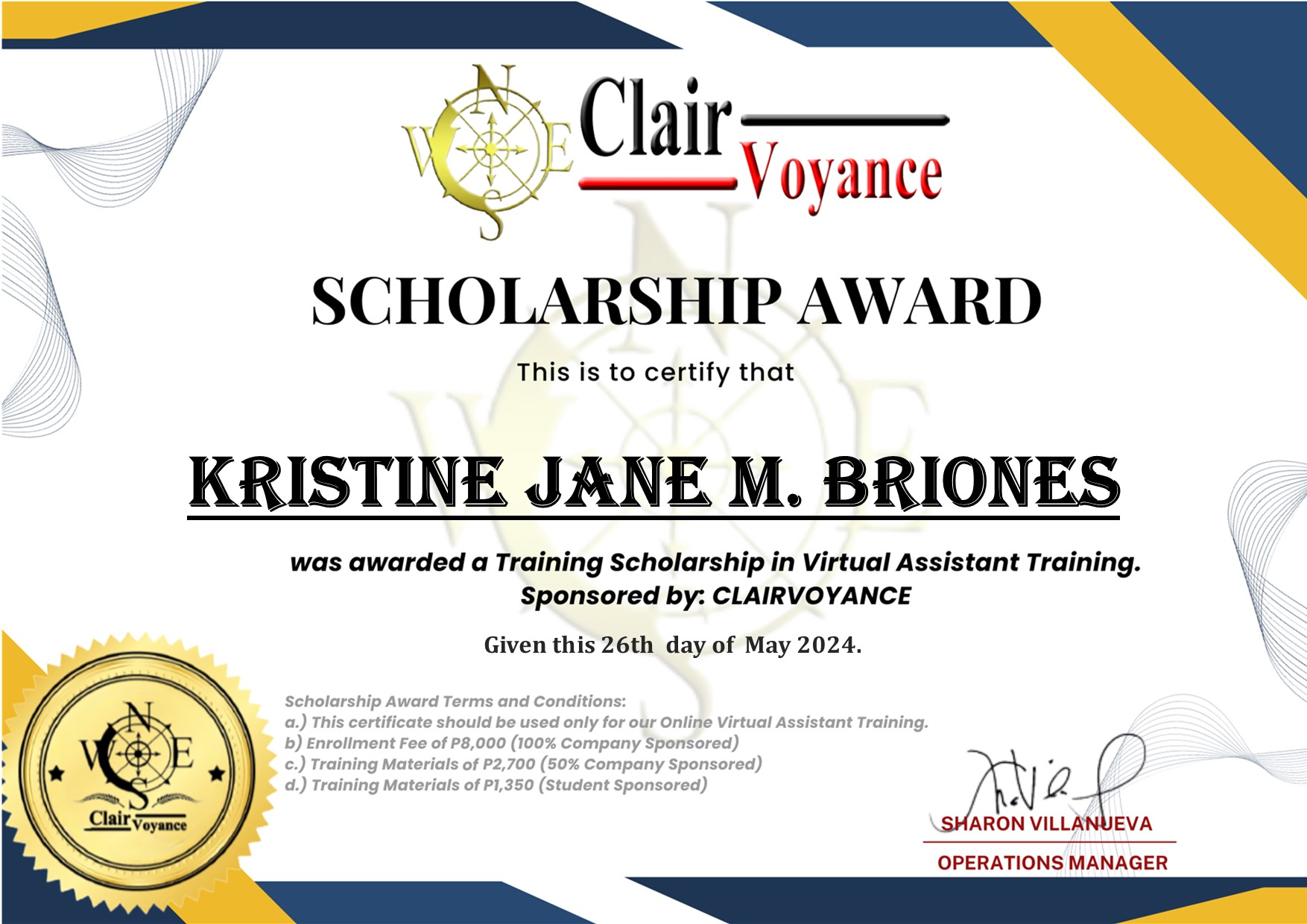 Virtual Assistant training Cert.