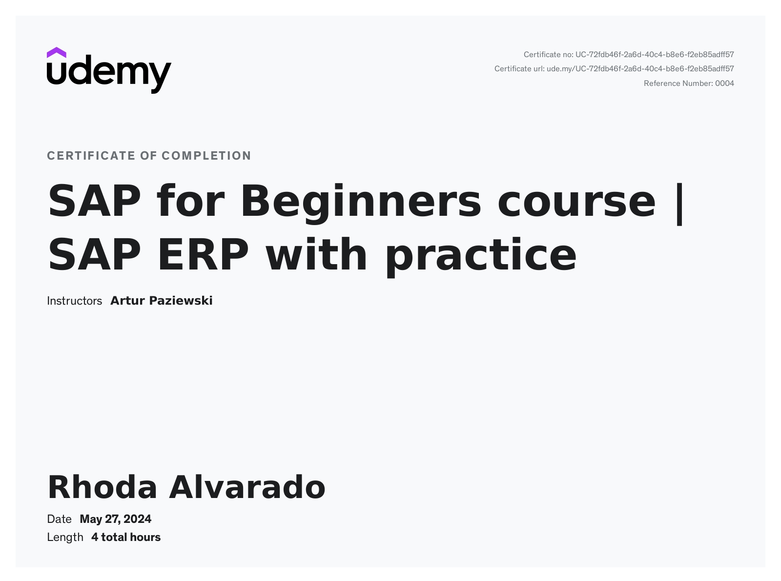 SAP ERP CERTIFICATE