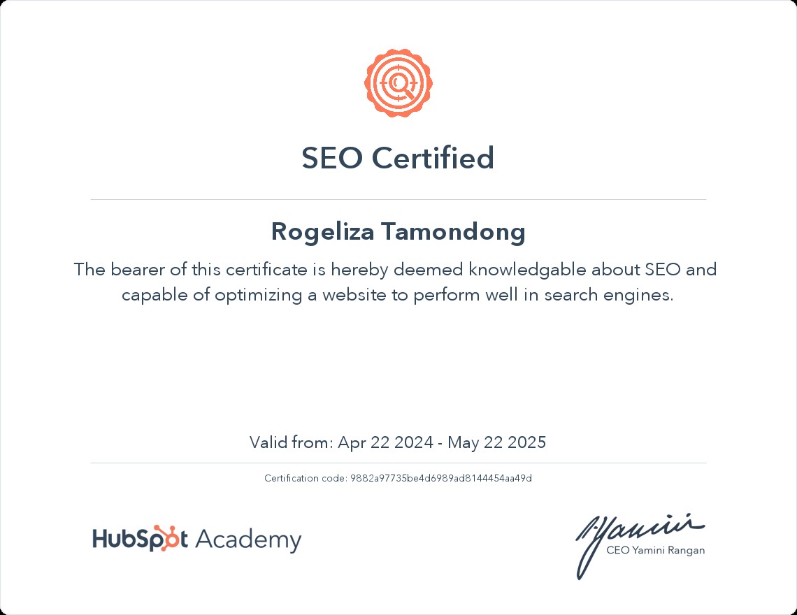 SEO CERTIFICATE