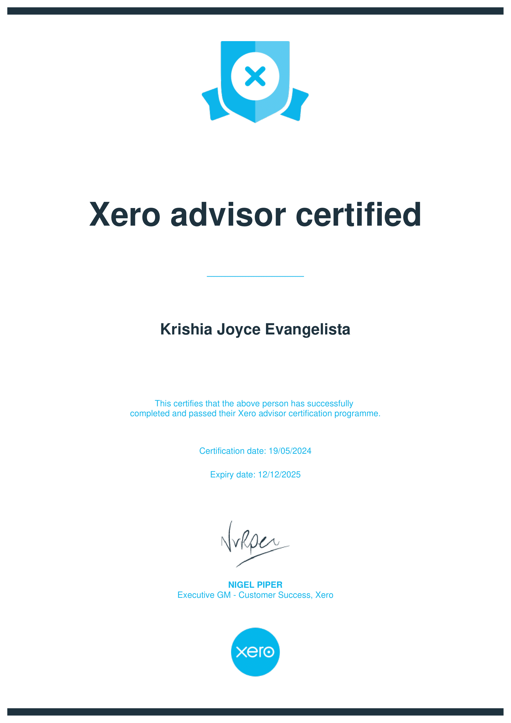 Xero Advisor Certificate