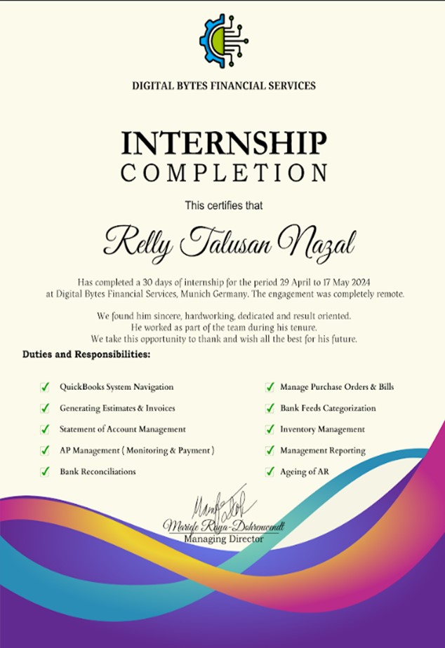 QuickBooks Internship Certificate