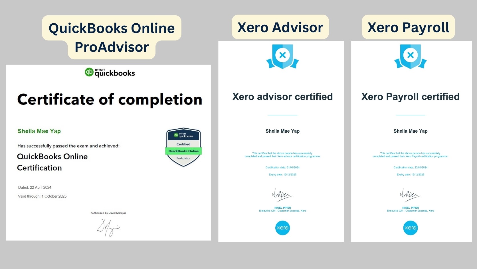 Xero and QB Certifications