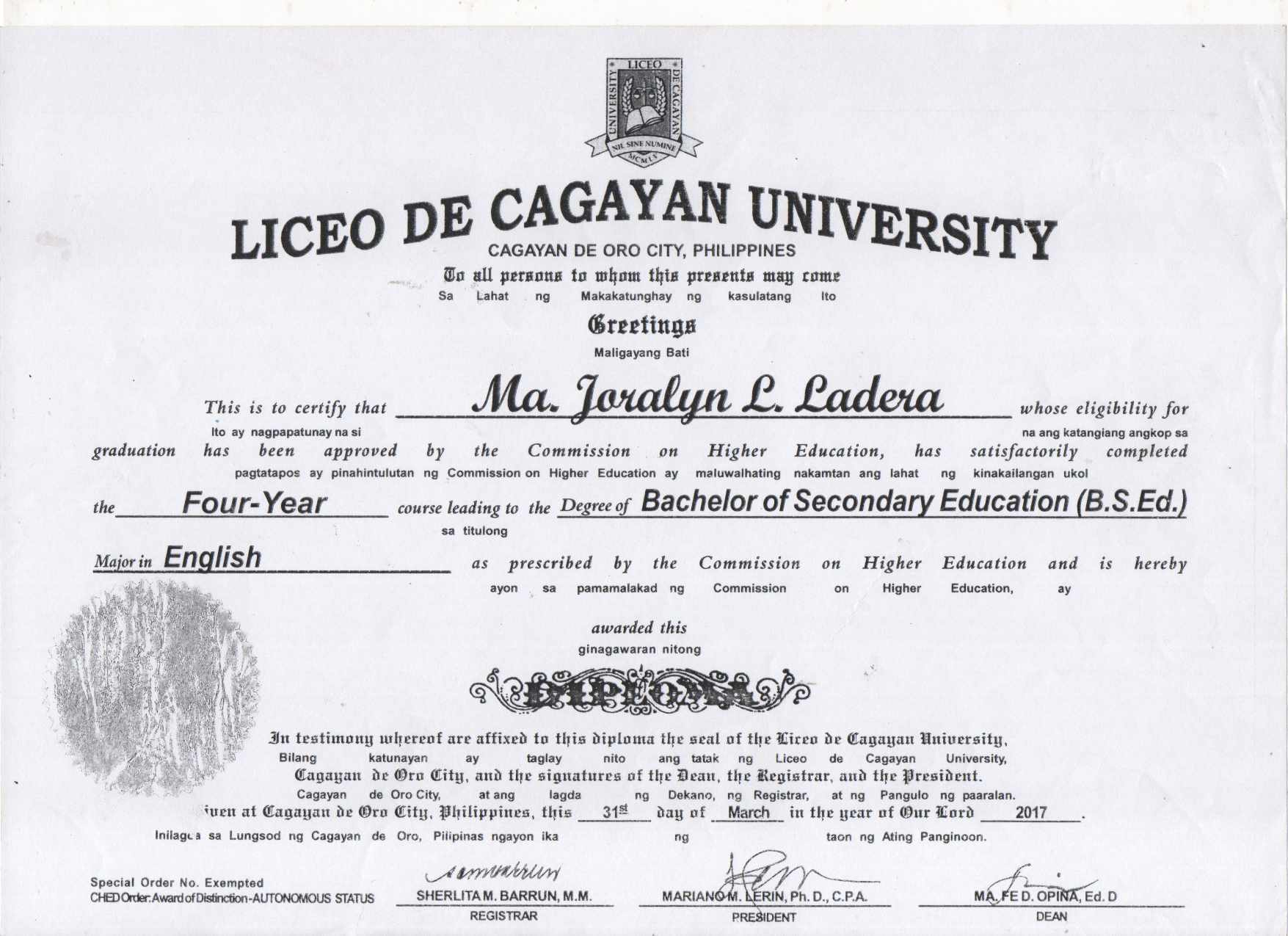 College Diploma