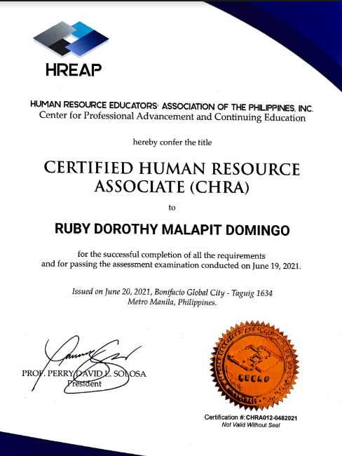 Certified Human Resource Associate