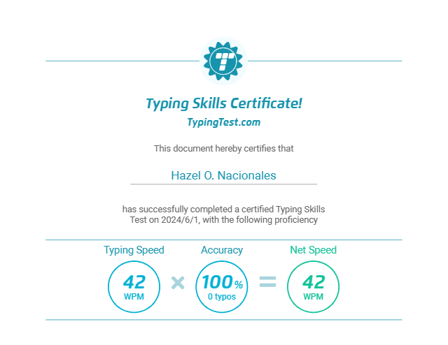 Typing Test Certificate