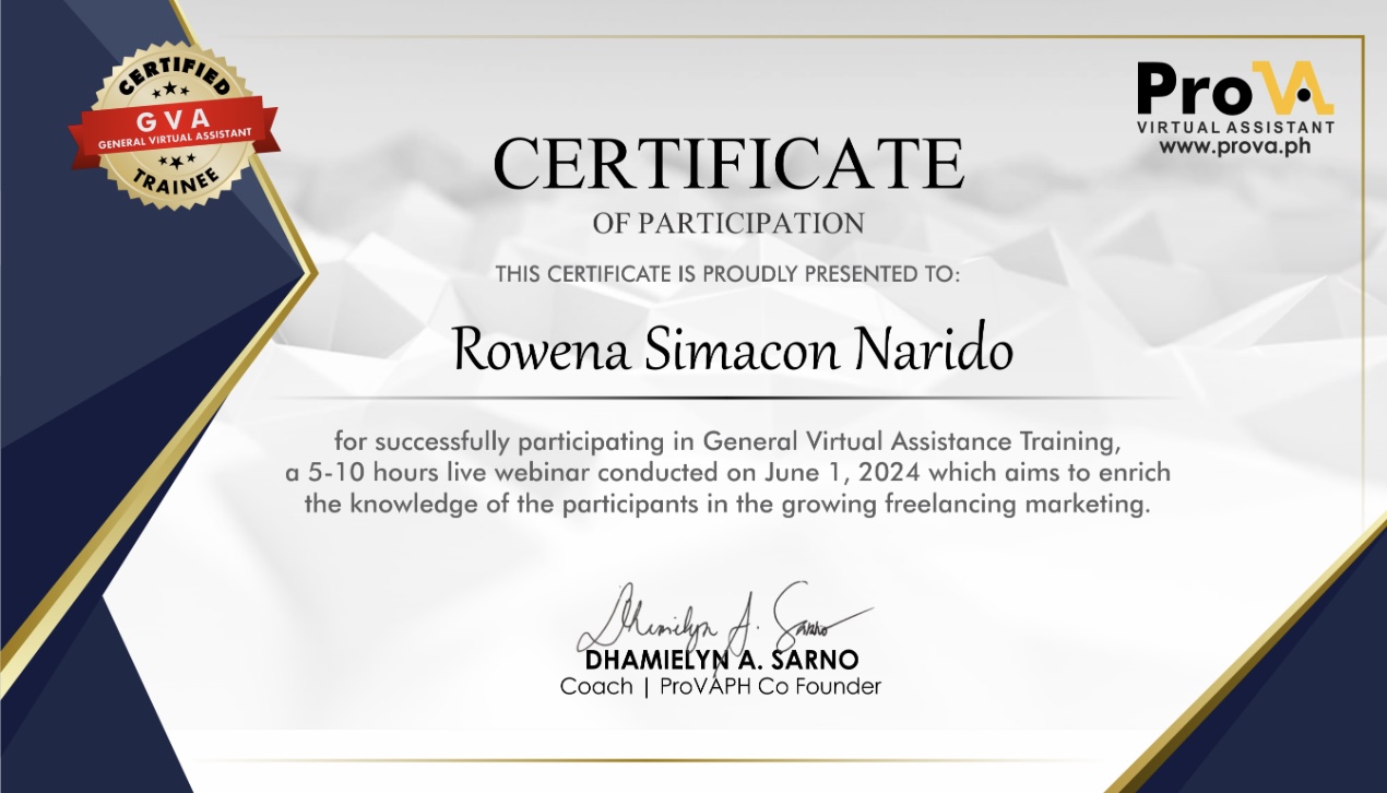 General VA Training Certificate
