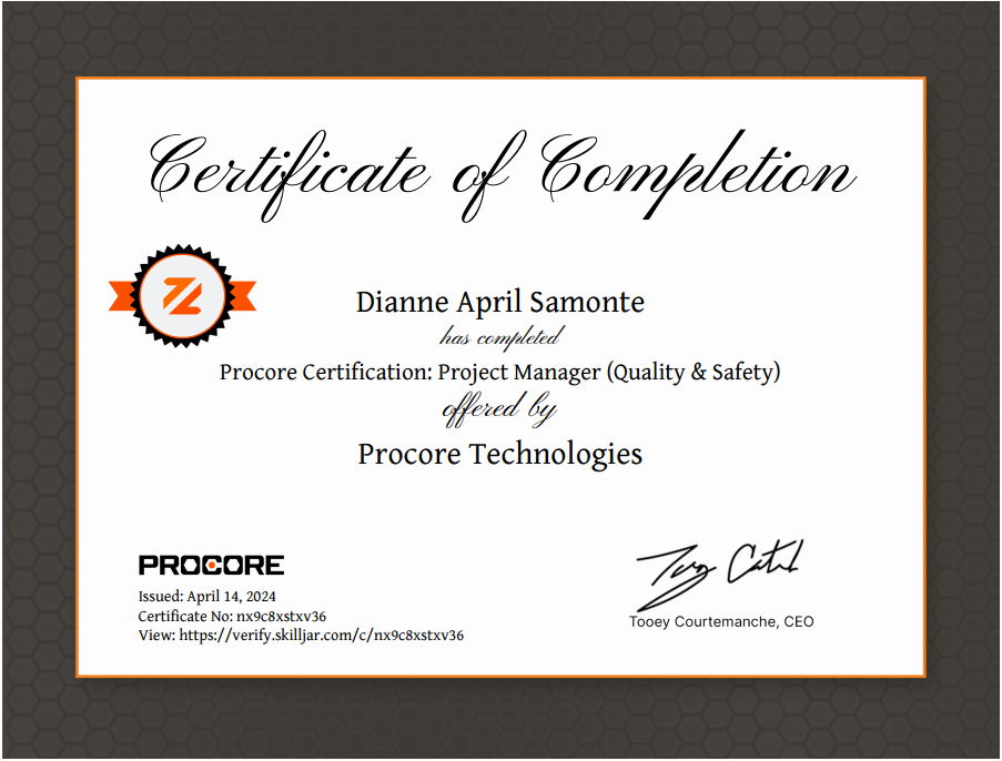 PROCORE SYSTEM MANAGEMENT TRAINING - QUALITY & SAFETY