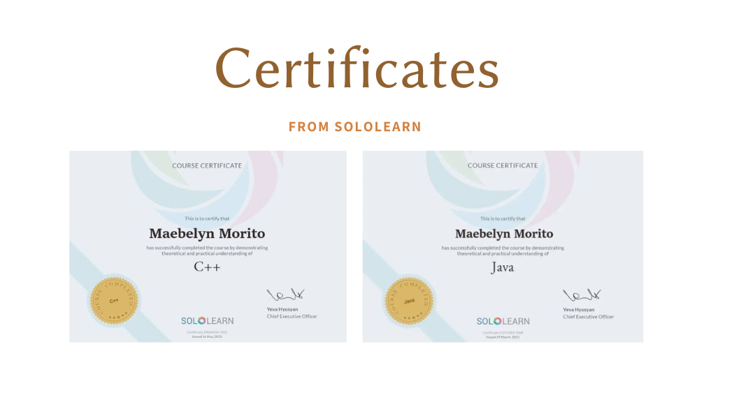 Solo Learn Certificates