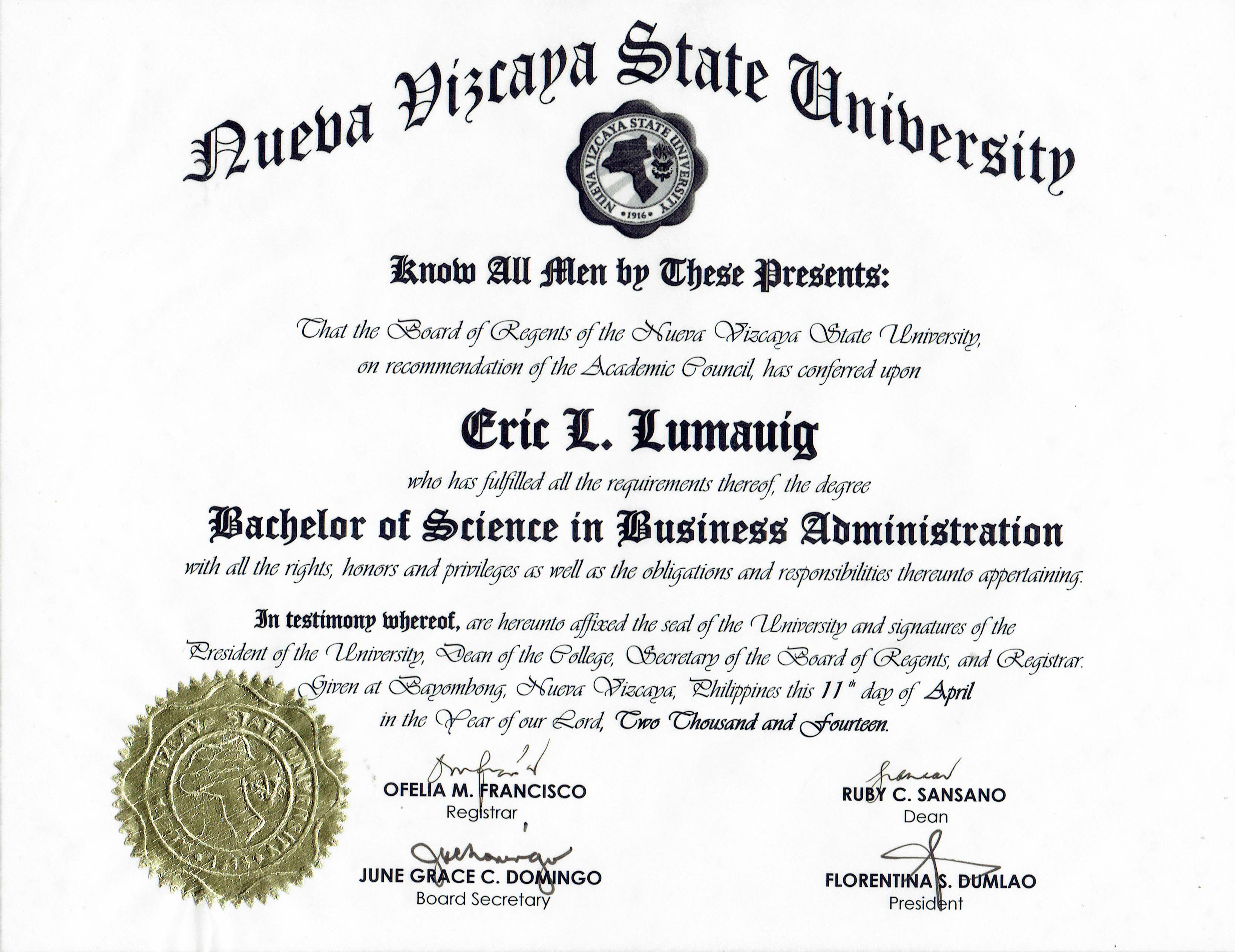 Bachelor of Science in Business Administration