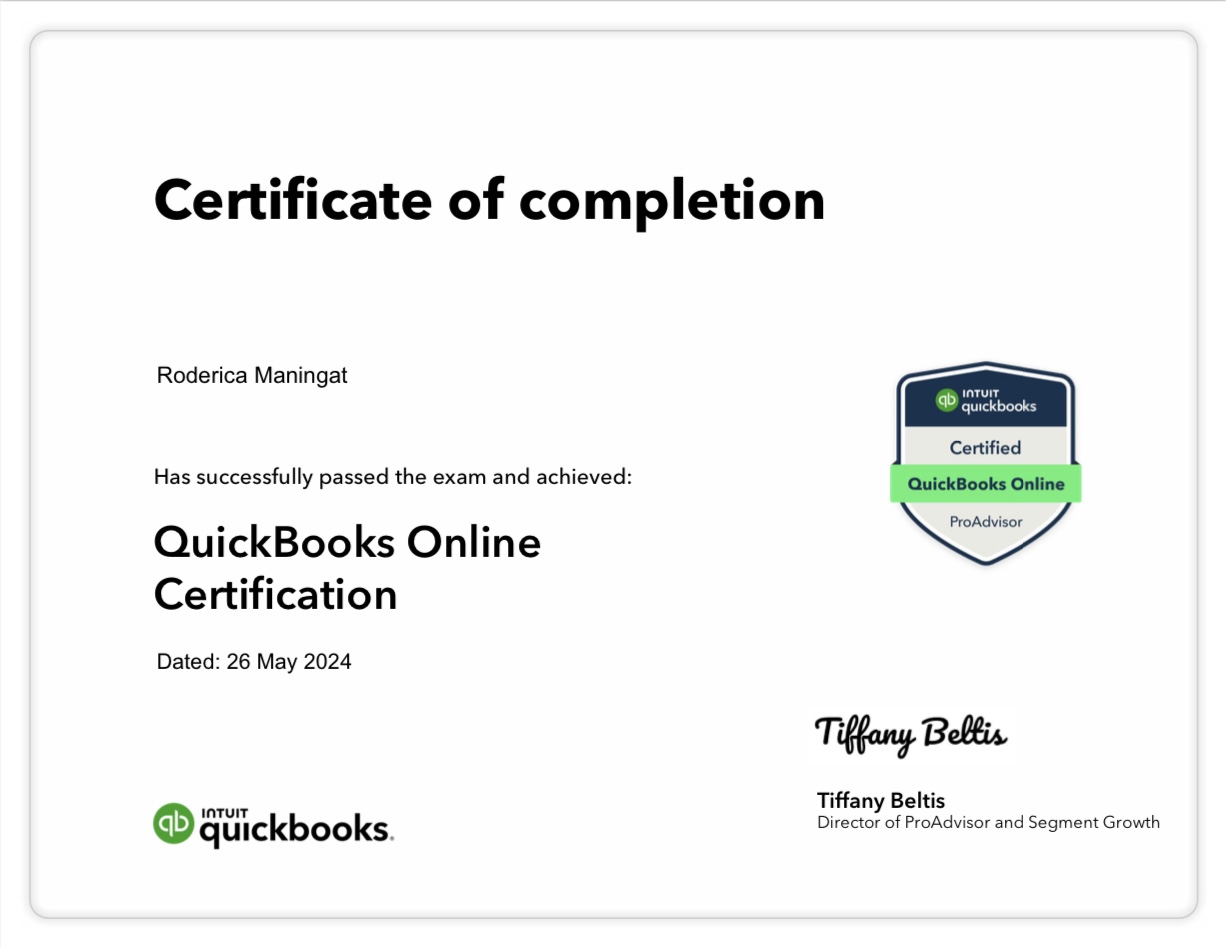 QuickBooks Online Certificate