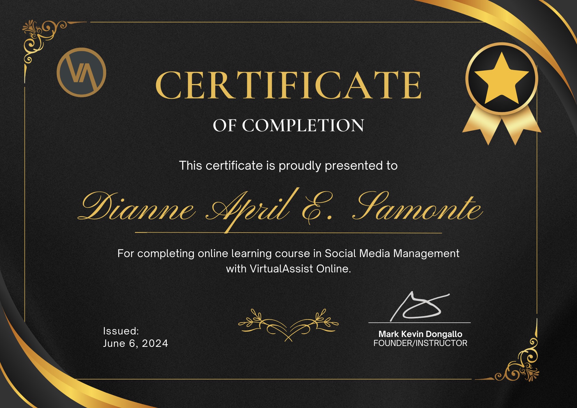 Training Certificate - Social Media Management