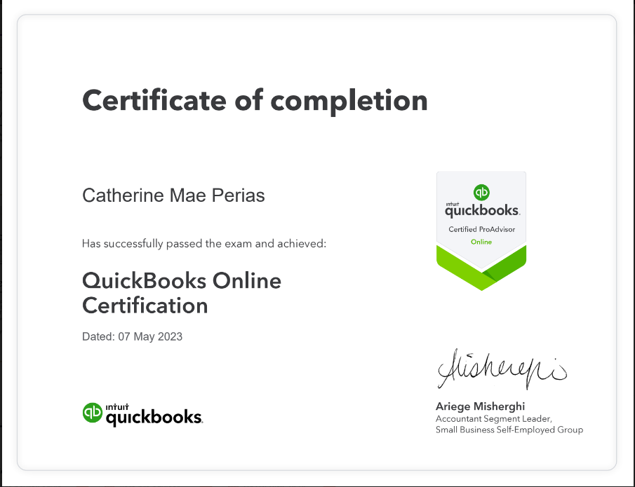 Quickbooks ProAdvisor Certification