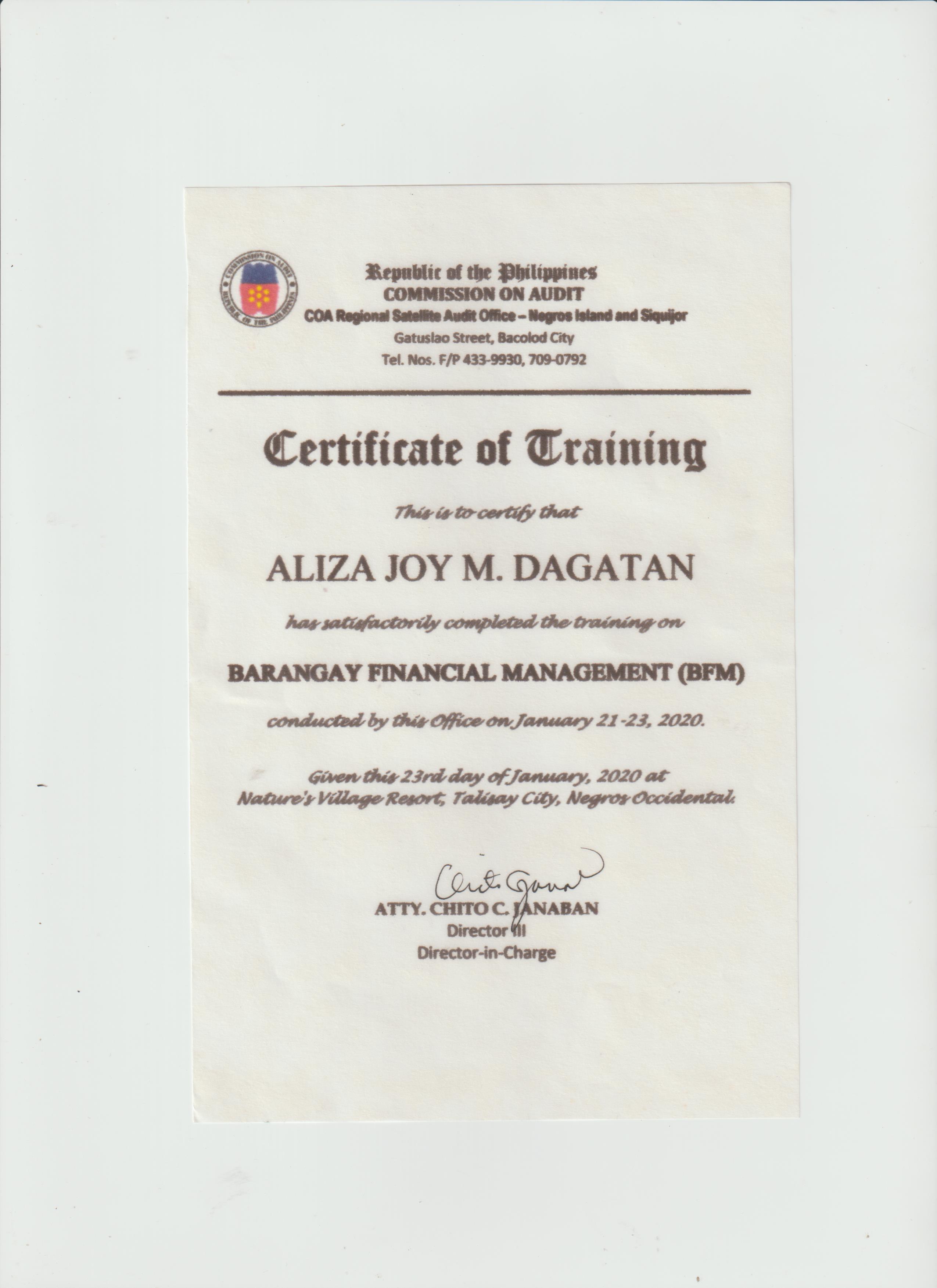 Barangay Financial Management Training