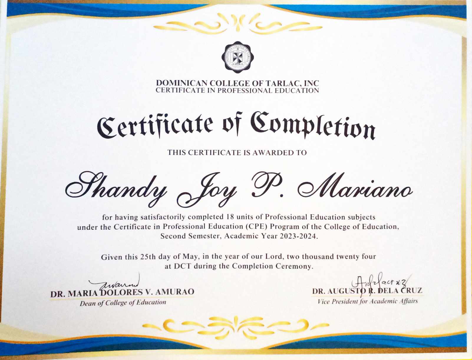 CERTIFICATION OF PROFESSIONAL EDUCATION