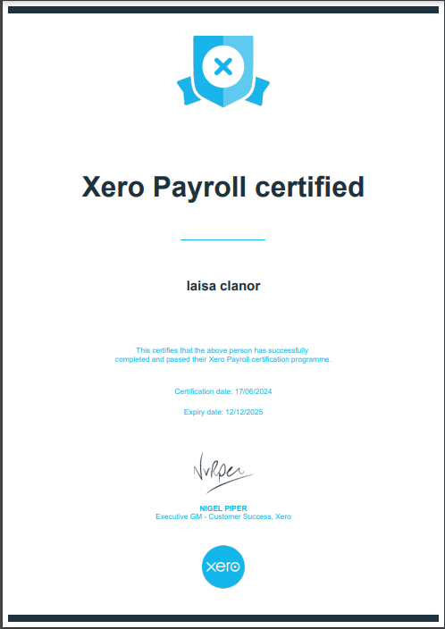 xero payroll certification