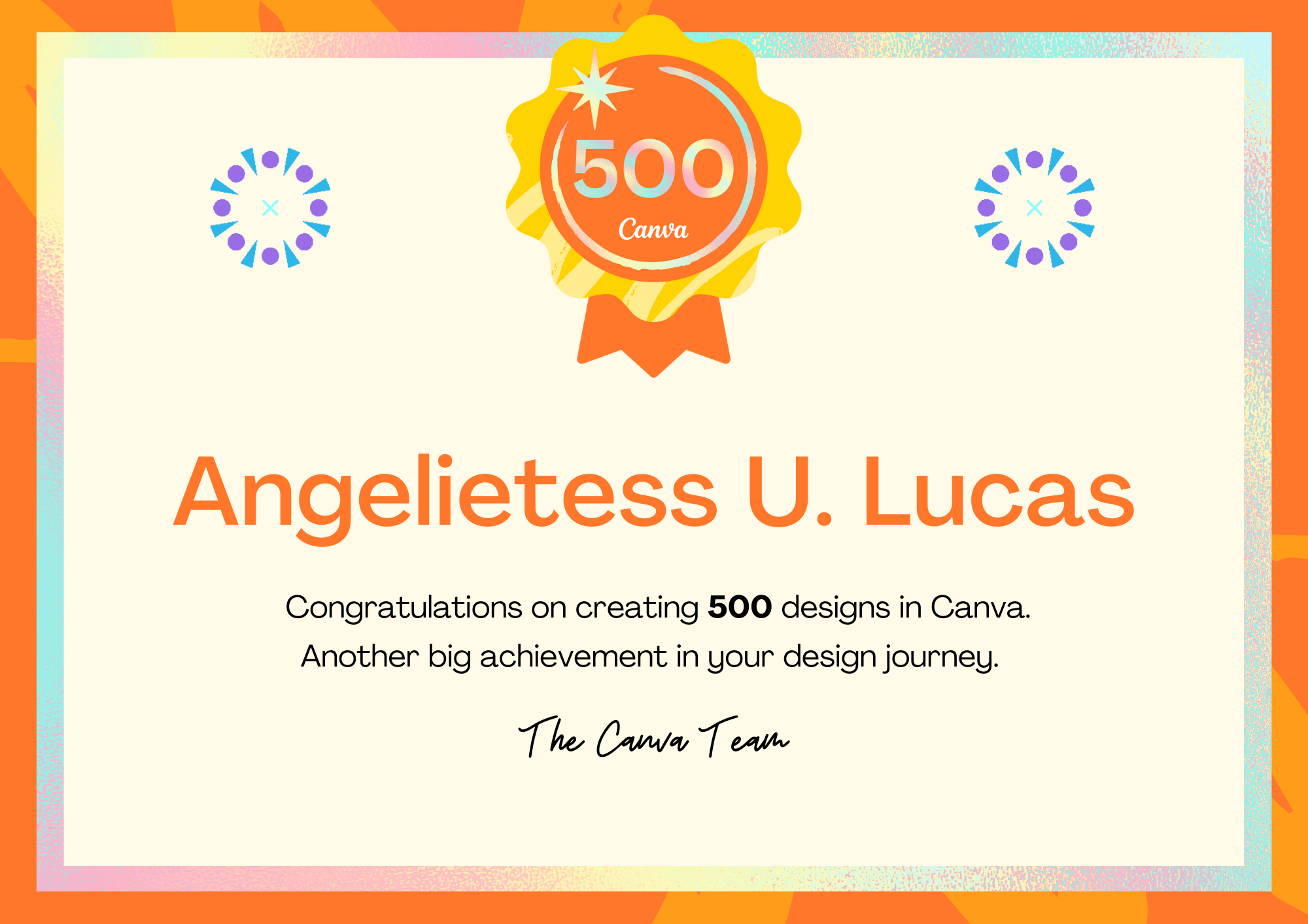 Canva 500 Milestone Badge