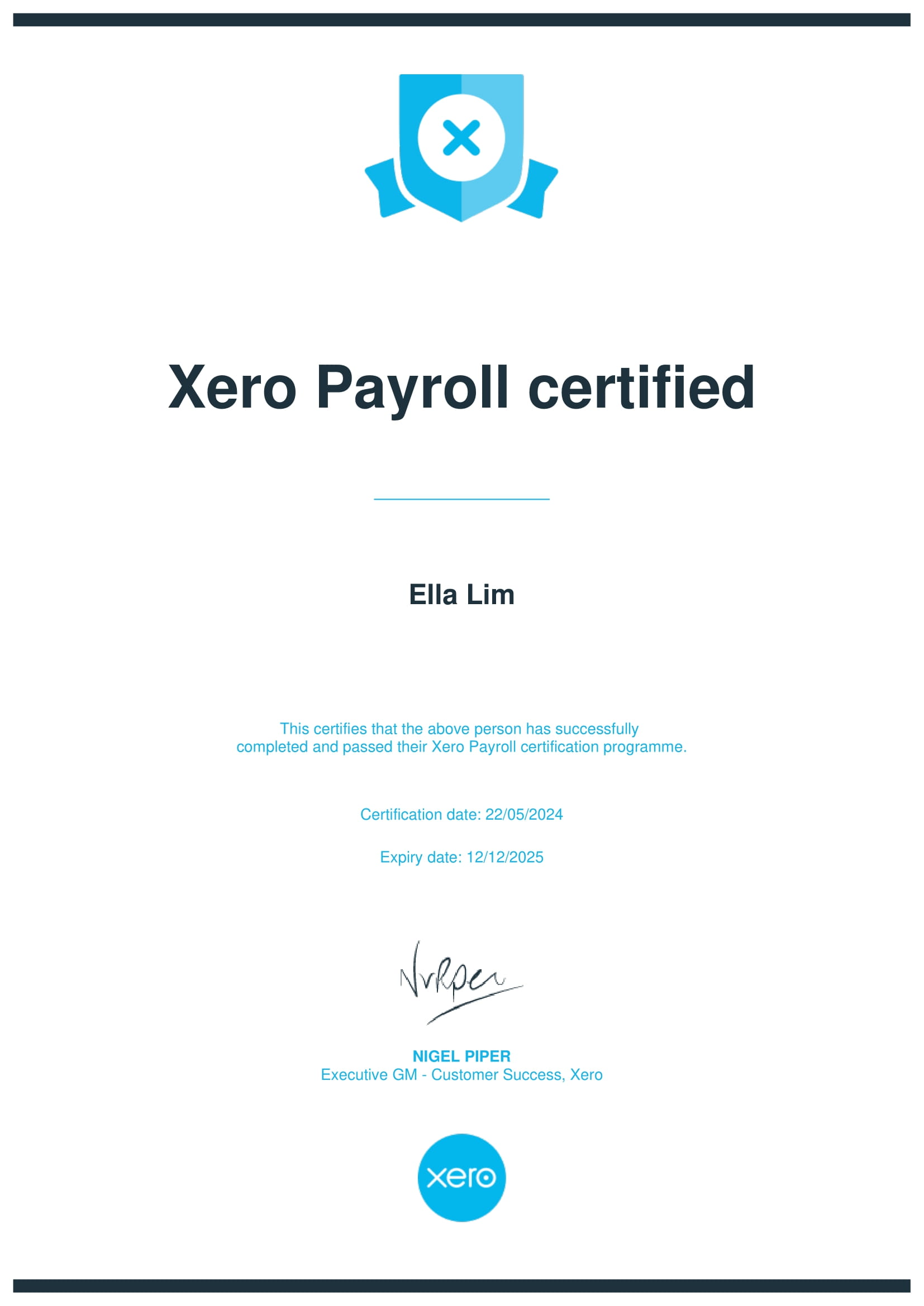Xero Payroll Certified