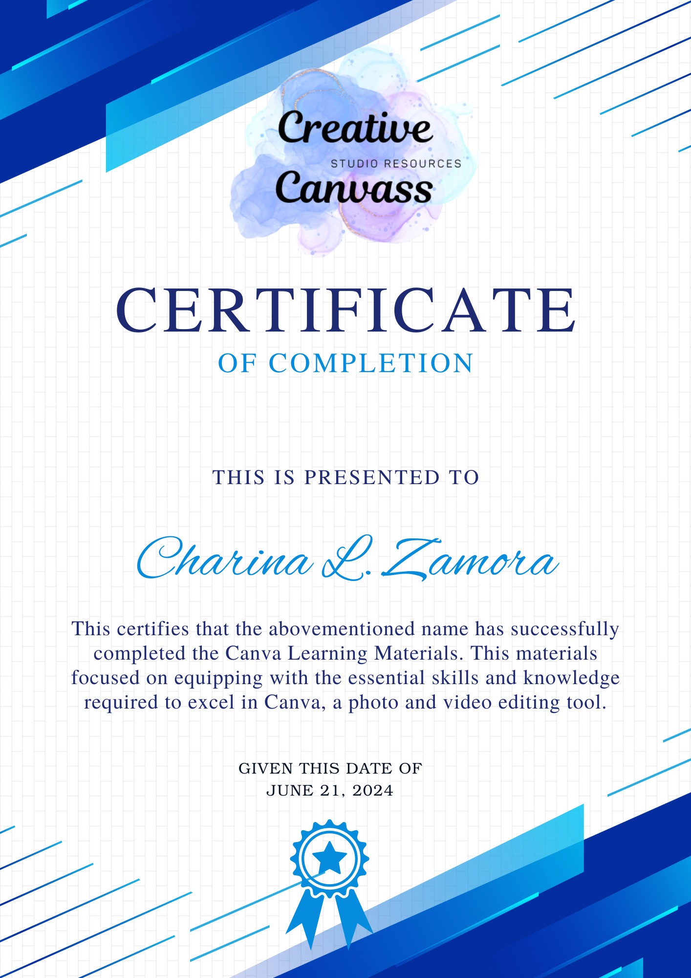 CANVA CERTIFICATE