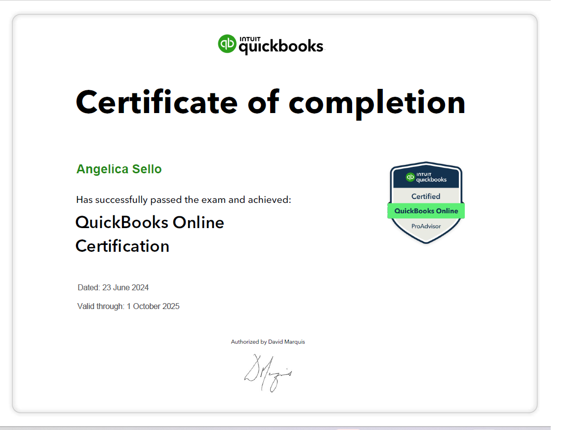 QUICKBOOKS ONLINE CERTIFICATION