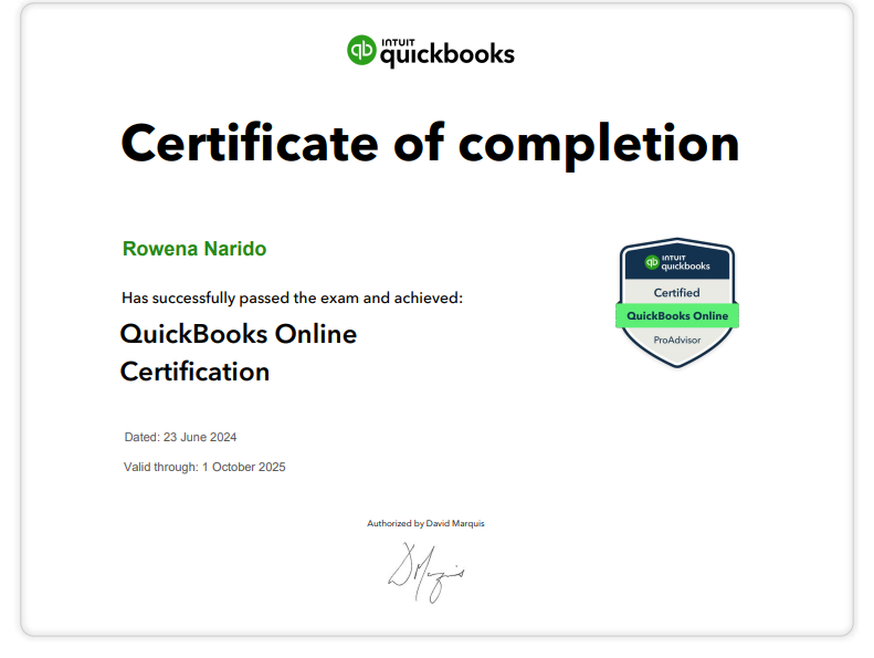 Quickbooks Certificate