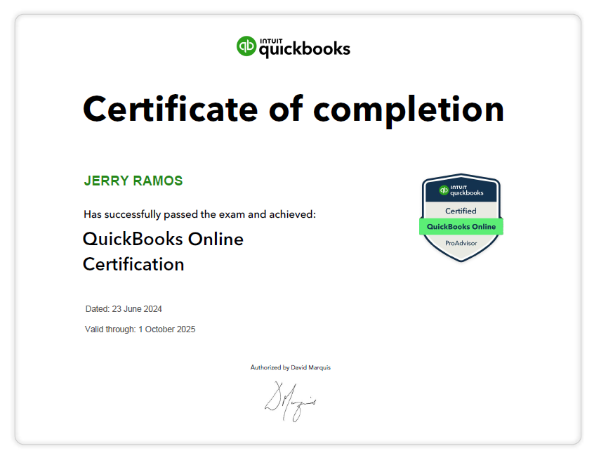 Quickbooks Online ProAdvisor