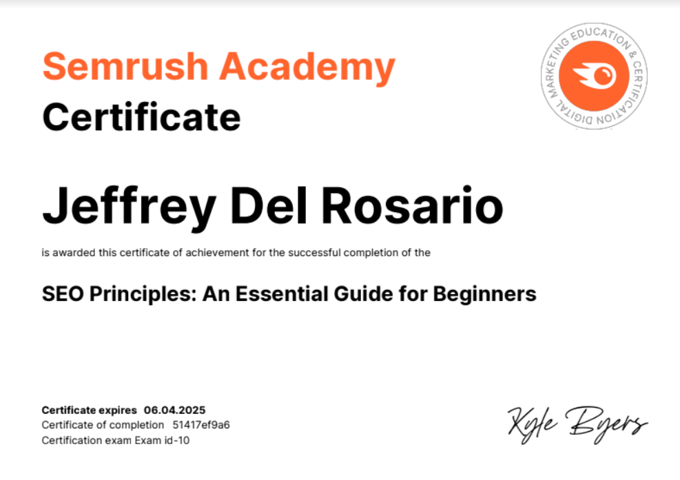 Semrush Academy SEO Principles