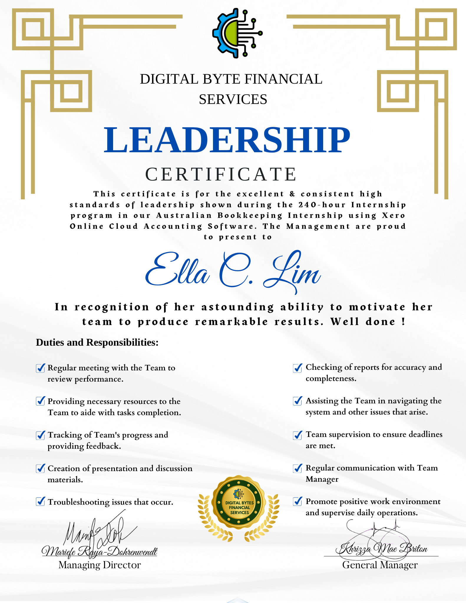Leadership Cert.