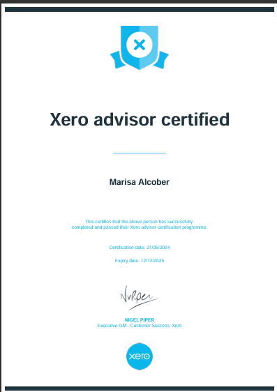 XERO Advisor Certificate