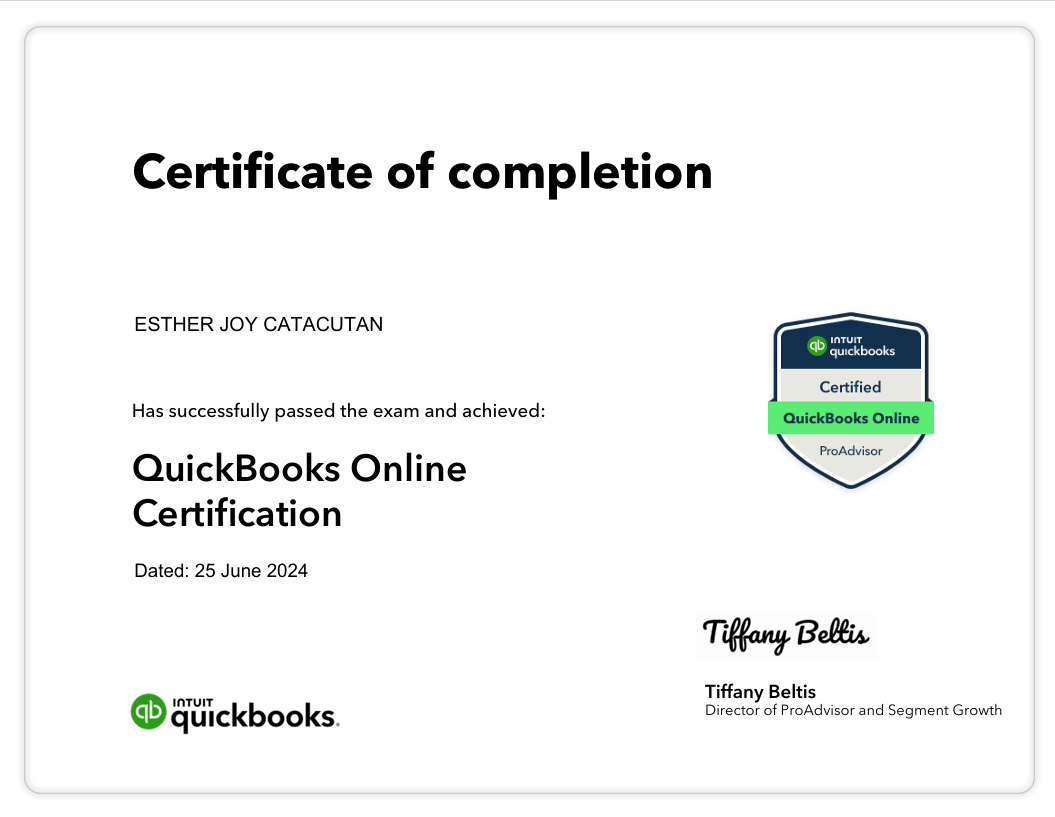 Quickbooks ProAdvisor Certificate