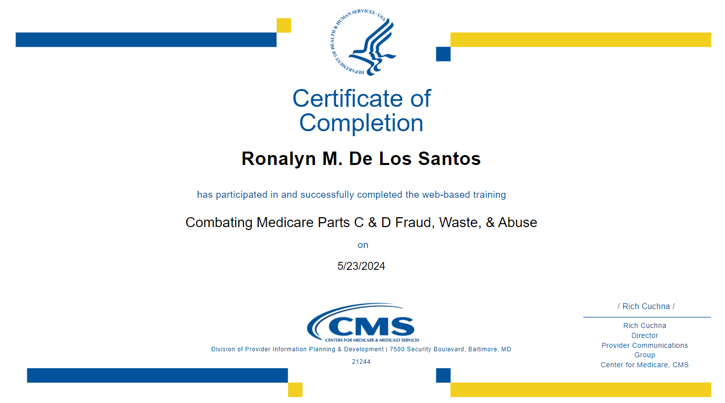 CMS Certificate