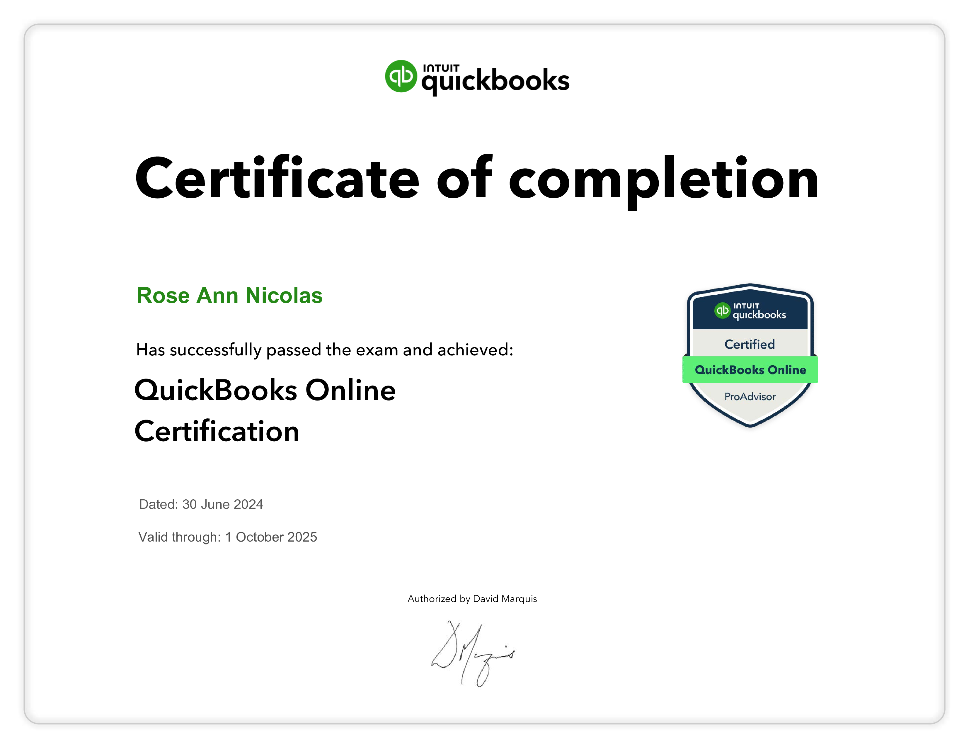 QBO Certification